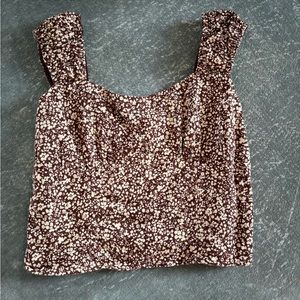 Linen-Blend Scrunchie Strap Corset Top